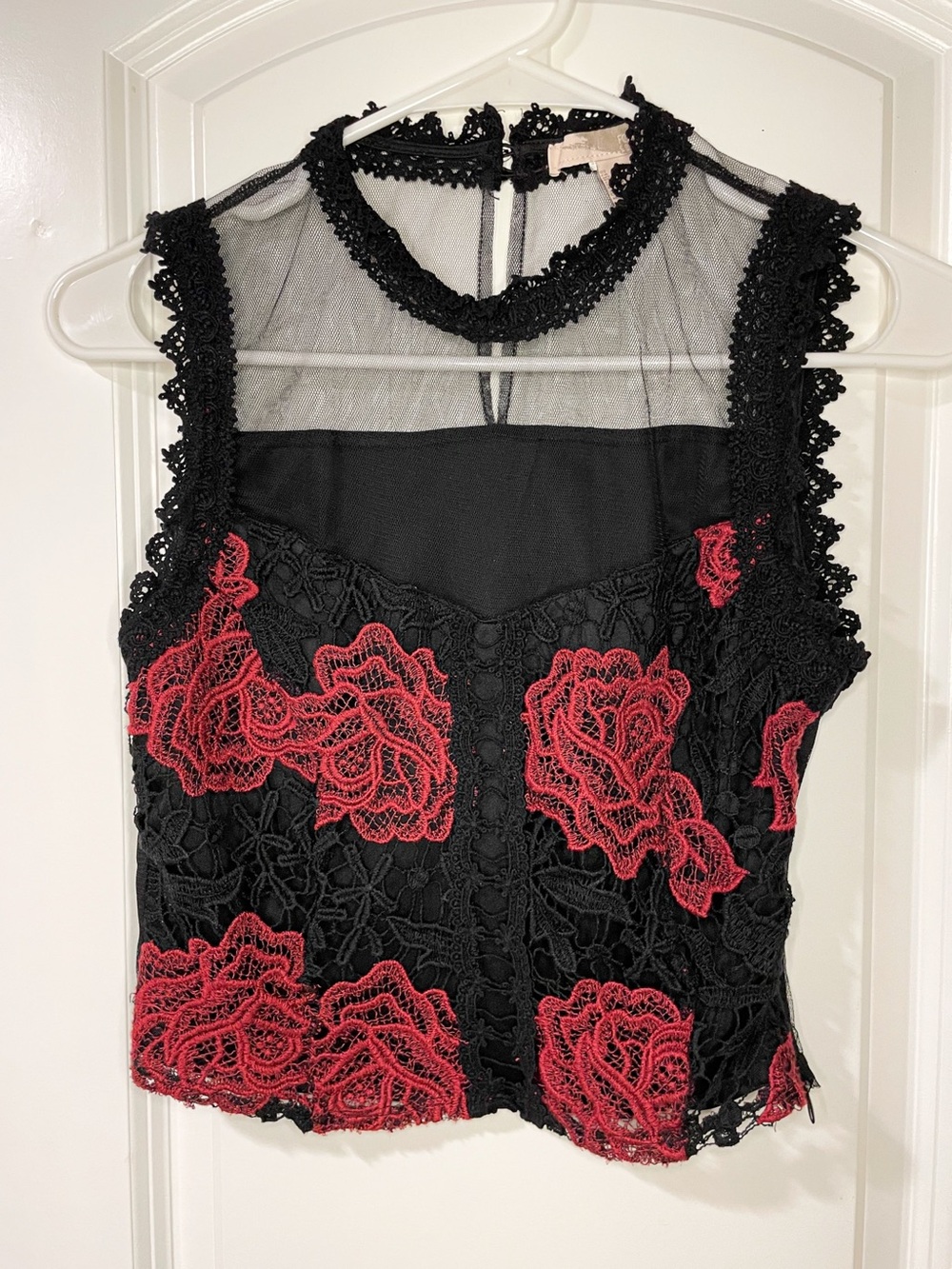 Forever 21 Crochet Red Rose Cropped Top